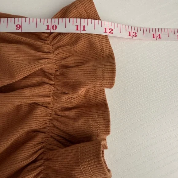 Listicle Women's Ribbed Knit Ruched Tie-Back Top in Tangerine Size XL - Picture 6 of 10